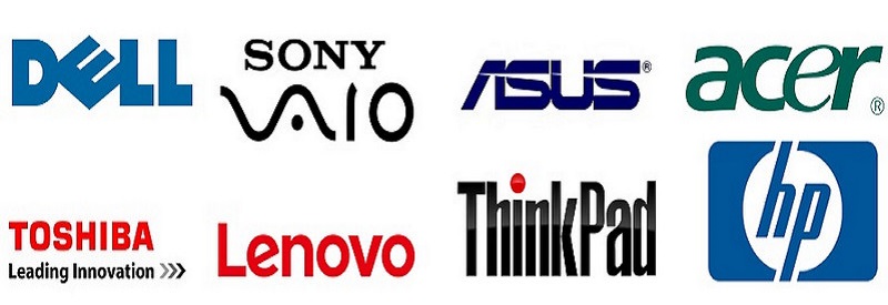 Một số thương hiệu Laptop nổi tiếng như: Sony, Acer, Asus, HP và Dell.