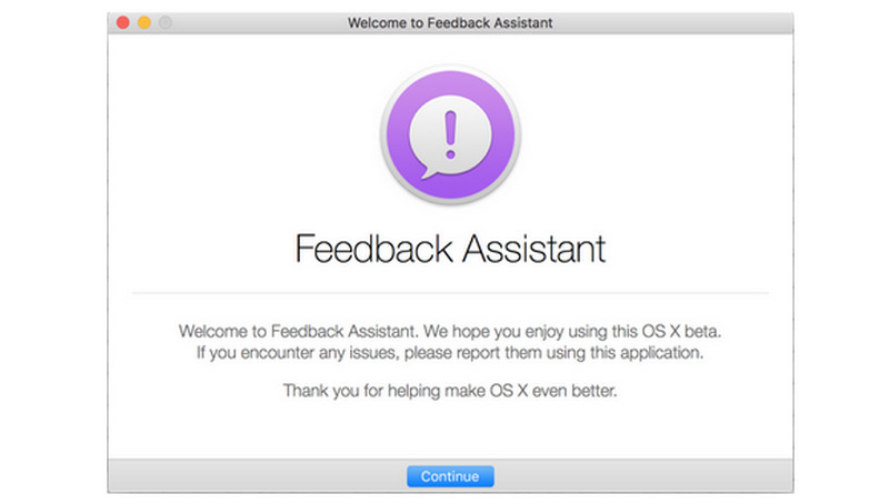 báo cáo sự cố thông qua ứng dụng Feedback Assistant.