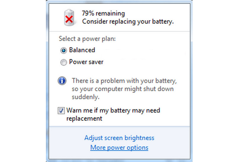 Lỗi pin laptop Lenovo hiện dấu “X” đỏ kèm thông báo “Consider Replacing Your Battery”